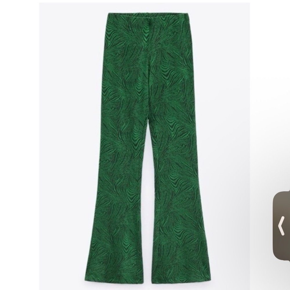 Zara Emerald Patterned Flare Pants - Picture 2 of 8